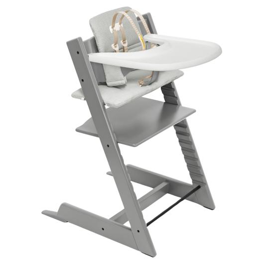 Stokke - Tripp Trapp High Chair and Cushion with Stokke Tray - Black with  Nordic Grey